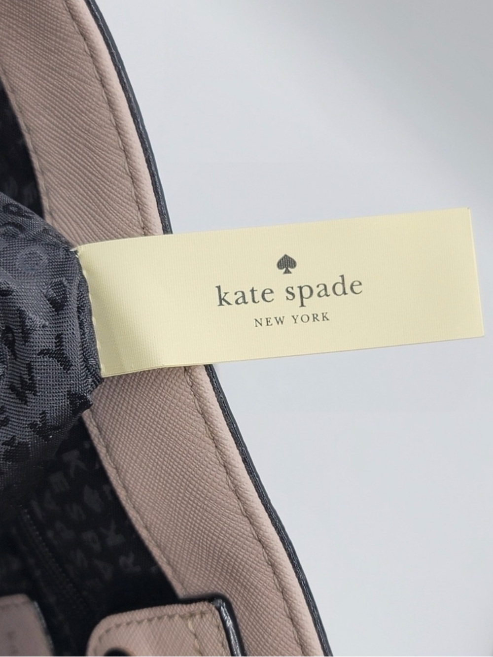 Kate Spade Laurel Way Evangelie Saffiano Leather Satchel Handbag Almond/Black - Picture 7 of 13